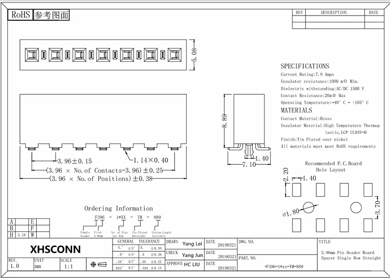 3.96mm fals Single Row Smt